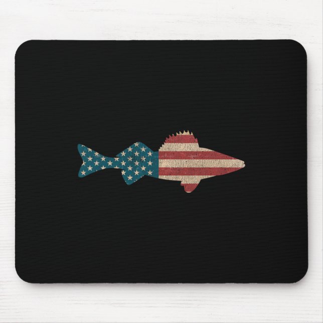 Walleye Fishing American Flag Sauger Angling  Mouse Mat (Front)