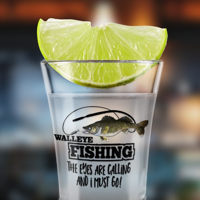 Walleye Fishing Angler Fish Sports Outdoors Men Shot Glass (Walleye fishing gift shot glass.)