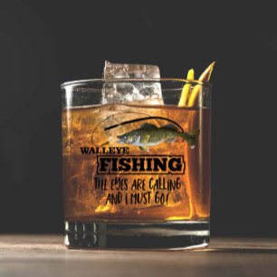 Walleye Fishing Angler Fish Sports Outdoors Men Whiskey Glass