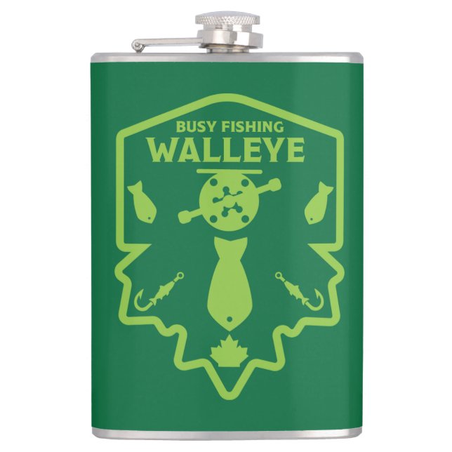 Walleye Fishing Canada Hip Flask (Front)