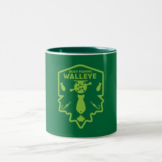 Walleye Fishing Canada Two-Tone Coffee Mug (Center)
