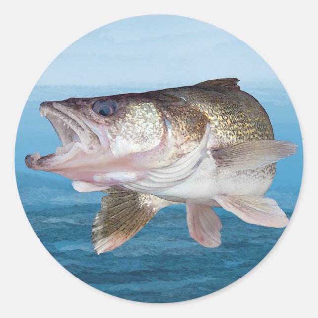 Walleye Fishing Classic Round Sticker (Front)