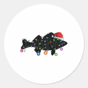 Walleye Fishing Funny Christmas Lights Fish Santa Classic Round Sticker