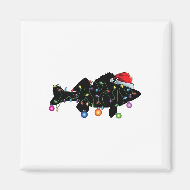 Walleye Fishing Funny Christmas Lights Fish Santa  Magnet (Front)