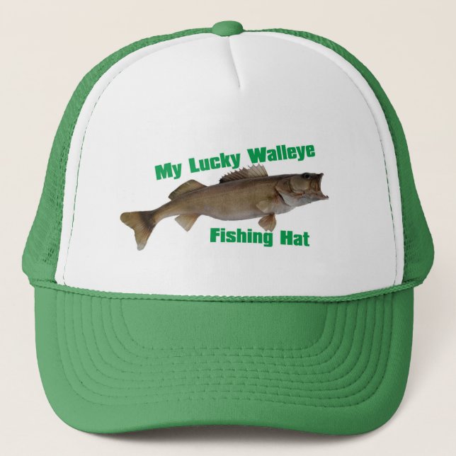 walleye fishing hat, trucker hat (Front)