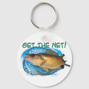 Walleye fishing net key ring