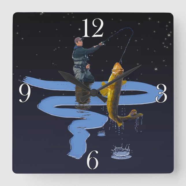 Walleye Fishing Outdoor Fisherman's Sporting Gift Square Wall Clock (Front)