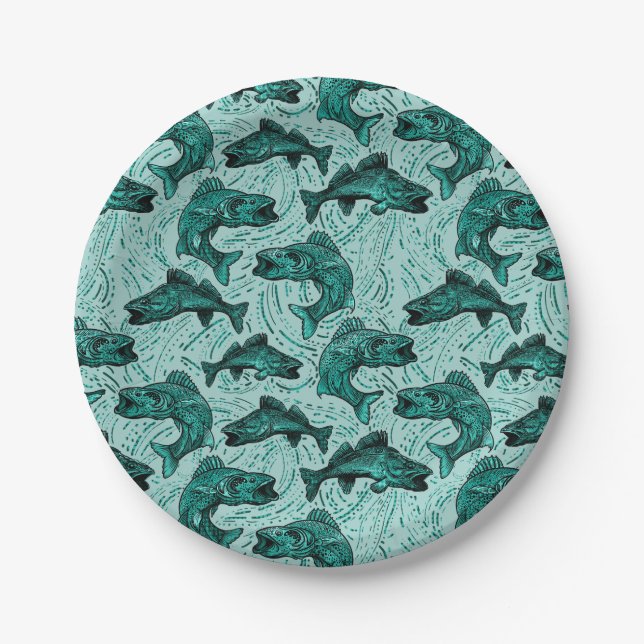 Walleye Fishing Paper Plate (Front)