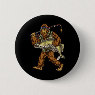 Walleye Fishing Sauger Hunting Bigfoot Fishermen 6 Cm Round Badge