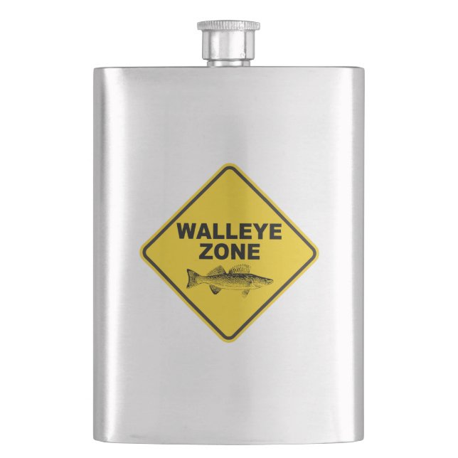 Walleye Fishing Zone Hip Flask (Front)