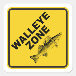 Walleye Fishing Zone Square Sticker