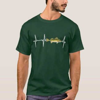 Walleye Heartbeat for Freshwater Fish Fishing Love T-Shirt