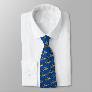 Walleye Pike Pattern on Blue Tie
