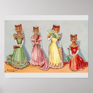 Wallflower Cats by Louis Wain Poster