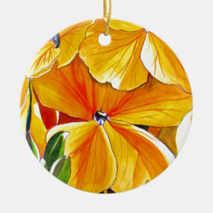 Wallflower original watercolour floral art ceramic tree decoration