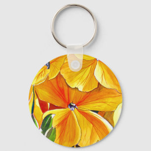 Wallflower original watercolour floral art key ring