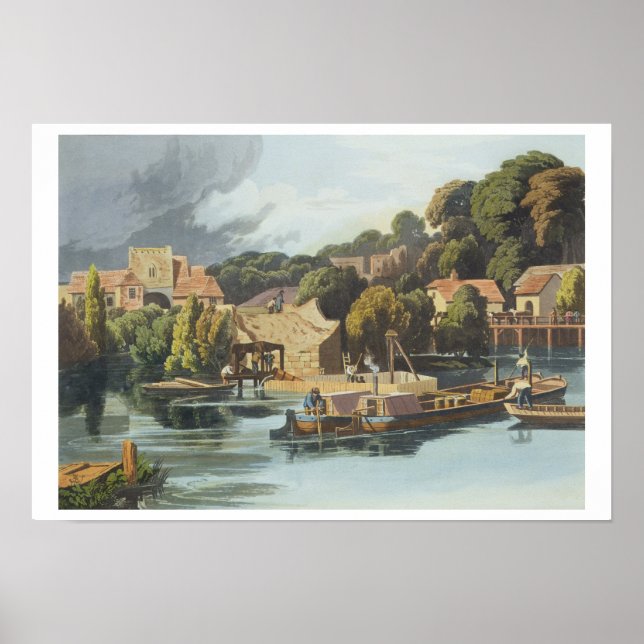 Wallingford Castle in 1810 During Bridge Repairs, Poster (Front)