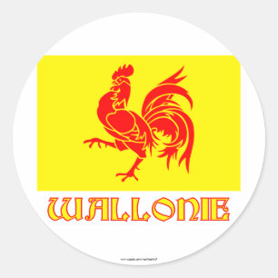 Walloon Region Flag wtih Name Classic Round Sticker