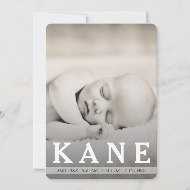 Wallpaper Baby Boy Birth Announcement Photo Card (Front)