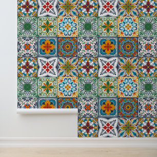 Wallpaper Backsplashes/Talavera inspired tiles