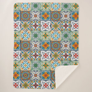 Wallpaper Backsplashes/Talavera inspired tiles Sherpa Blanket