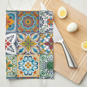 Wallpaper Backsplashes/Talavera inspired tiles Tea Towel
