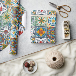 Wallpaper Backsplashes/Talavera inspired tiles Wrapping Paper