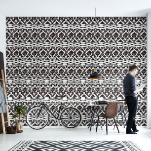 Wallpaper Black & White Stripe Chequered