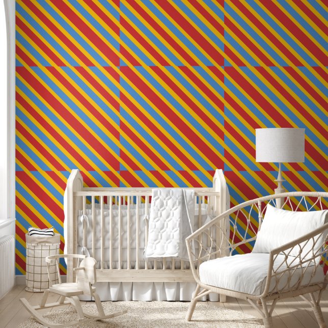 Wallpaper Blue Red & White Stripe (Kids)