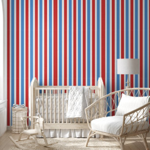 Wallpaper Blue Red & White Stripe