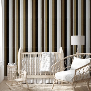 Wallpaper Brown Black Beige & White Stripe
