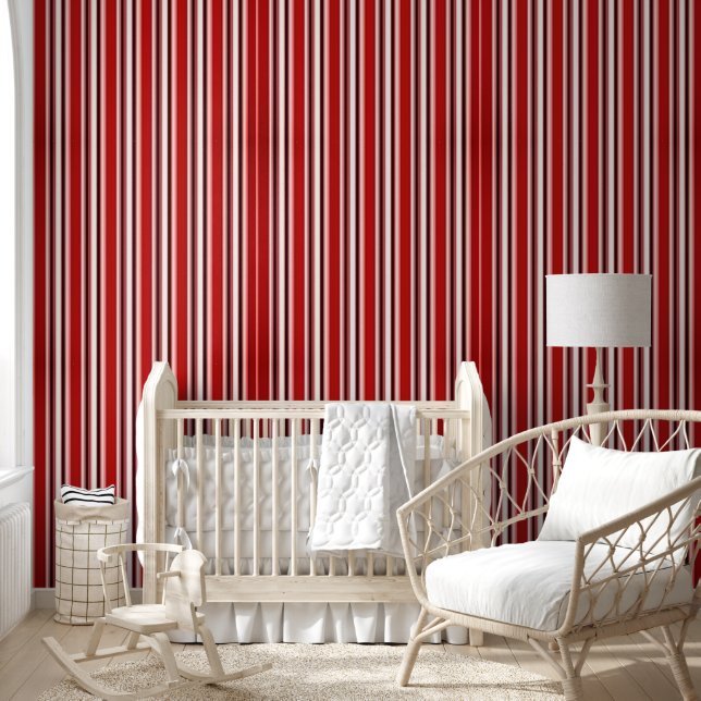Wallpaper Burgundy & White Stripe (Kids)