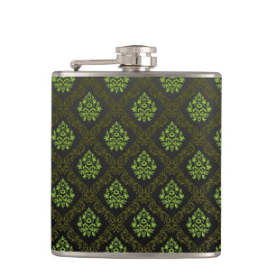 Wallpaper Floral Green Hip Flask