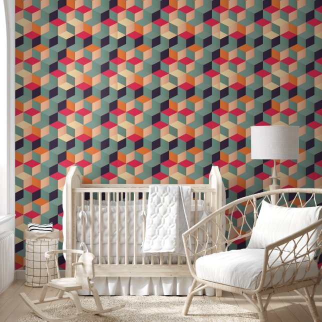 Wallpaper - Geometric Blocks Colourful Squares (Kids)