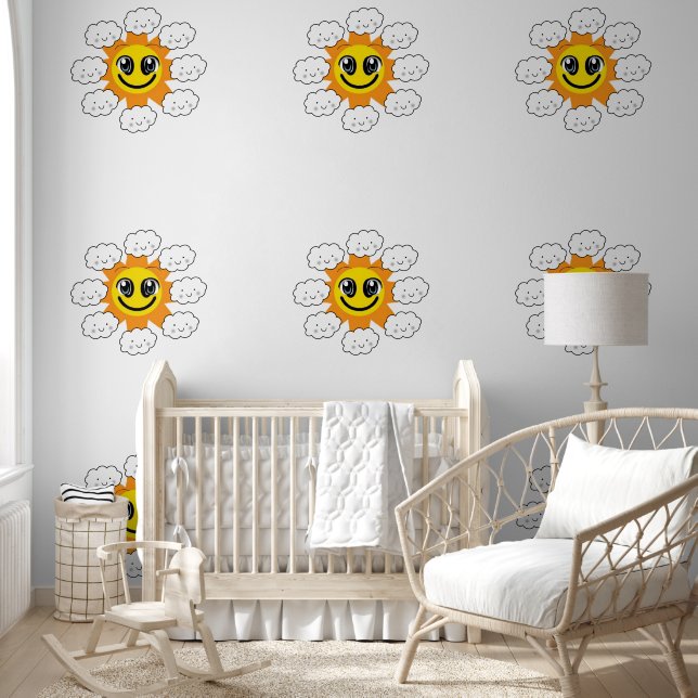 Wallpaper Happy Sun with Clouds  (Kids)