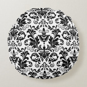 Wallpaper in the style of Baroque. Seamless backgr Round Cushion