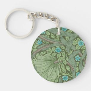 Wallpaper Pattern Sample with Forget-Me-Nots Key Ring