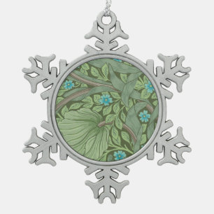 Wallpaper Pattern Sample with Forget-Me-Nots Snowflake Pewter Christmas Ornament
