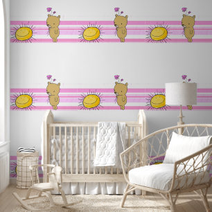 Wallpaper Pink & White Stripe Sunshine Teddy Bear