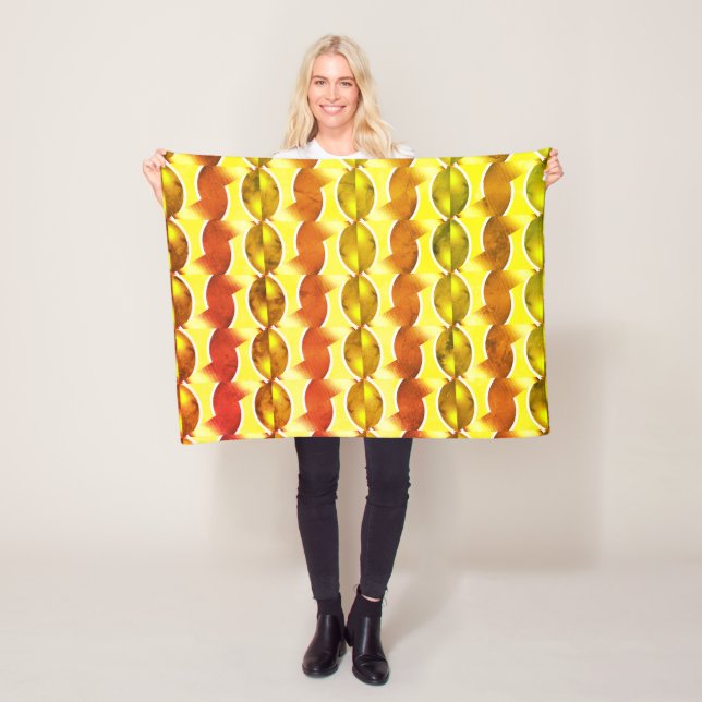 wallpaper retro orange 1970 fleece blanket (In Situ)