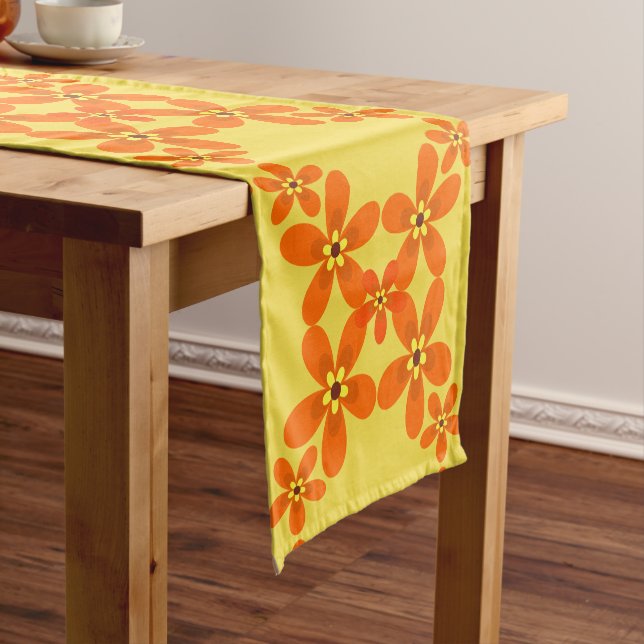 wallpaper retro orange 1970 short table runner (In Situ)