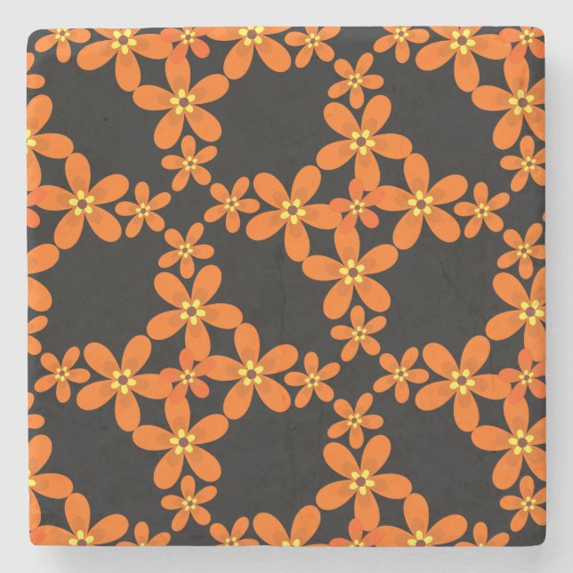 wallpaper retro orange 1970 stone coaster (Front)