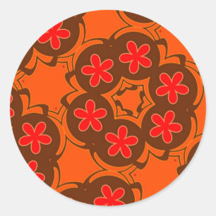 wallpaper retro orange ,red 1970 classic round sticker