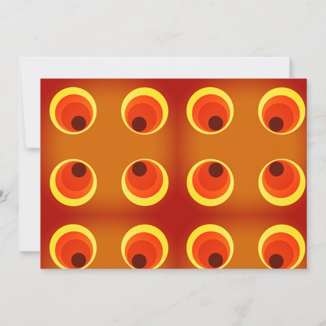 wallpaper retro orange ,red 1970 invitation (Front)