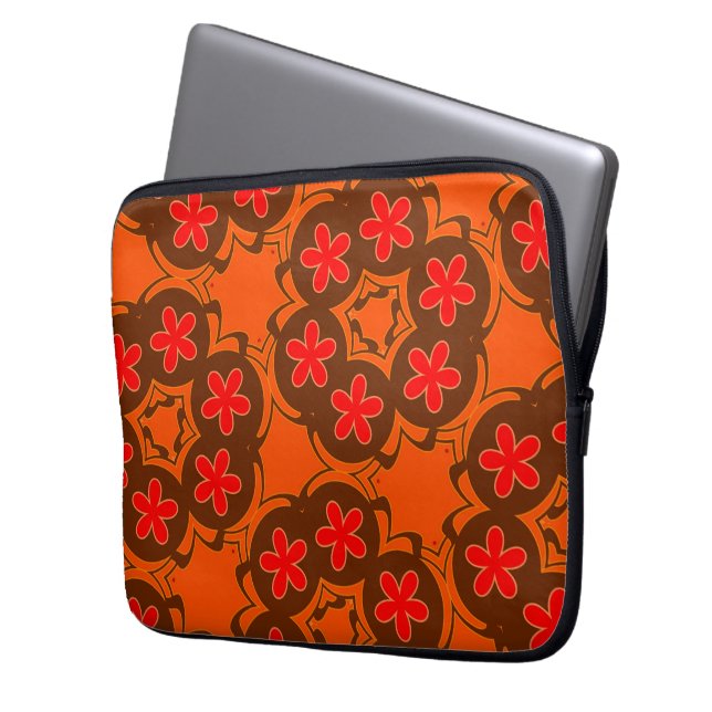 wallpaper retro orange ,red 1970 laptop sleeve (Front Left)
