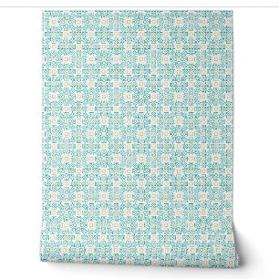 Wallpaper Teal & Gold Arabesque Wall Mural – Moder