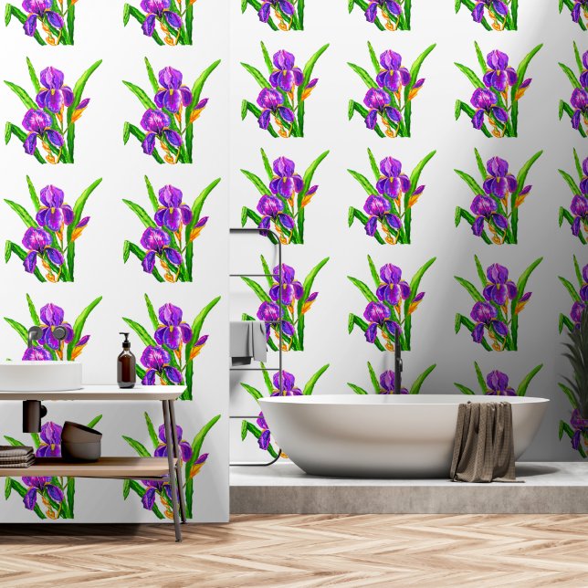 Wallpaper with Irises (Bathroom)