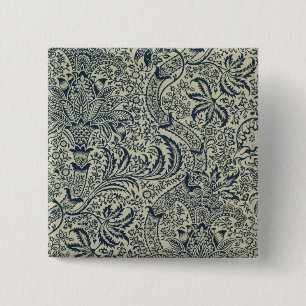 Wallpaper with navy blue seaweed style design 15 cm square badge