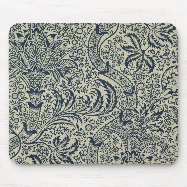 Wallpaper with navy blue seaweed style design mouse mat (Front)