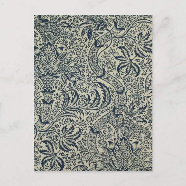 Wallpaper with navy blue seaweed style design postcard (Front)